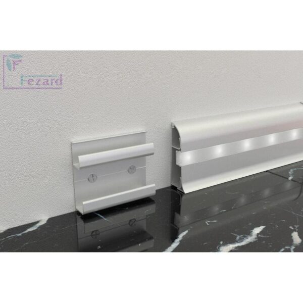 Плинтус напольный Fezard ALP-С65-LED Серебро Светодиодный алюминиевый 65x2500